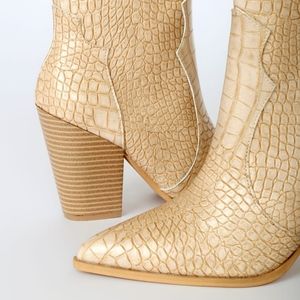 Lulu's crocodile pointed toe boots